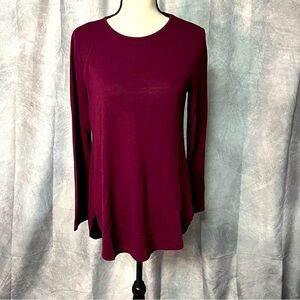 Joan Vass New York Burgundy Crew Neck Long Sleeve Tunic - Medium
